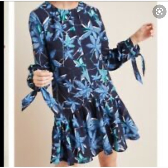 MARE MARE Blue Floral Felix Flounce Dress! Anthropologie Small - Picture 11 of 11